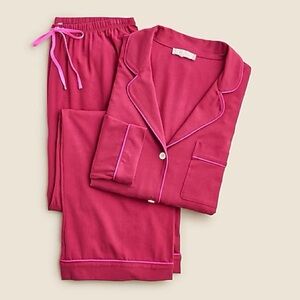 J.Crew Dreamy Cotton Blend Pajama Set – Bright Burgundy – Medium